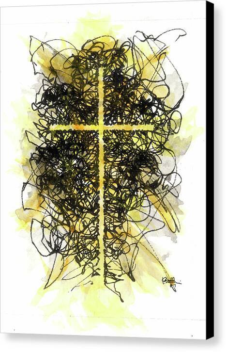 Chaos Order Cross 07 - Luminous Yellow - Canvas Print