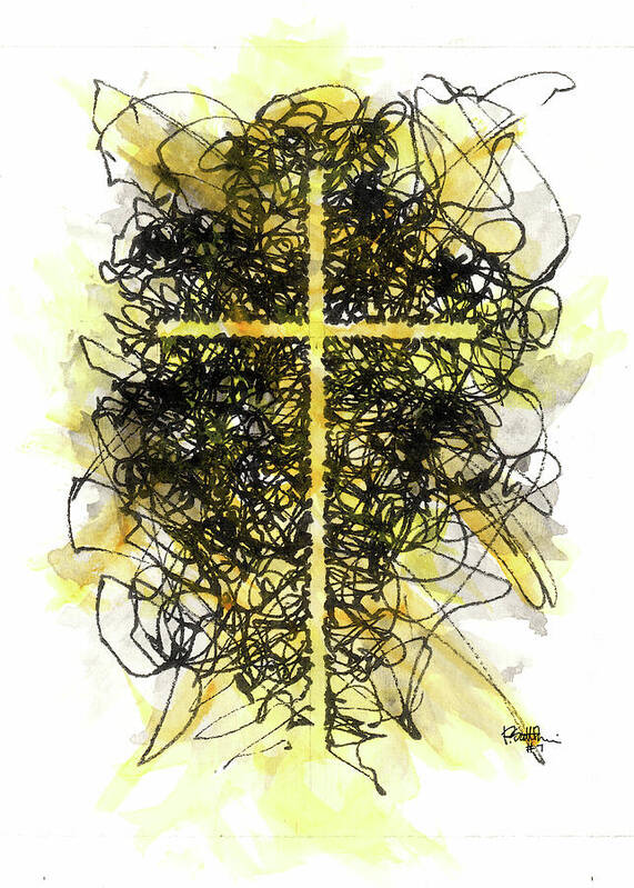 Chaos Order Cross 07 - Luminous Yellow - Art Print