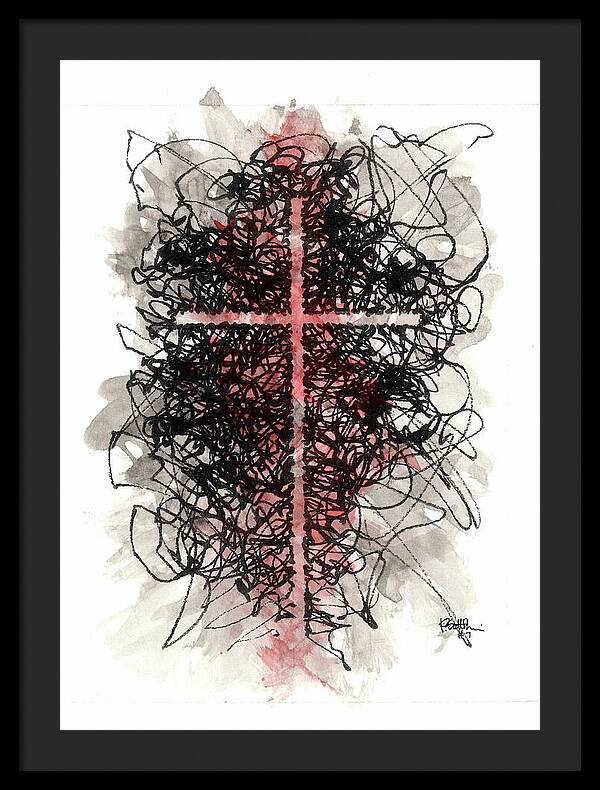 Chaos Order Cross 07 - Sorrowful Red - Framed Print