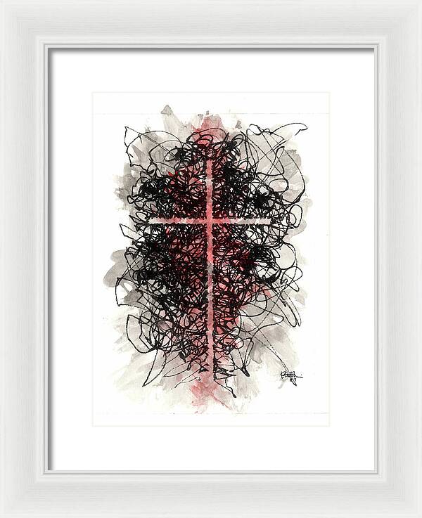 Chaos Order Cross 07 - Sorrowful Red - Framed Print