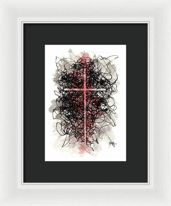 Chaos Order Cross 07 - Sorrowful Red - Framed Print