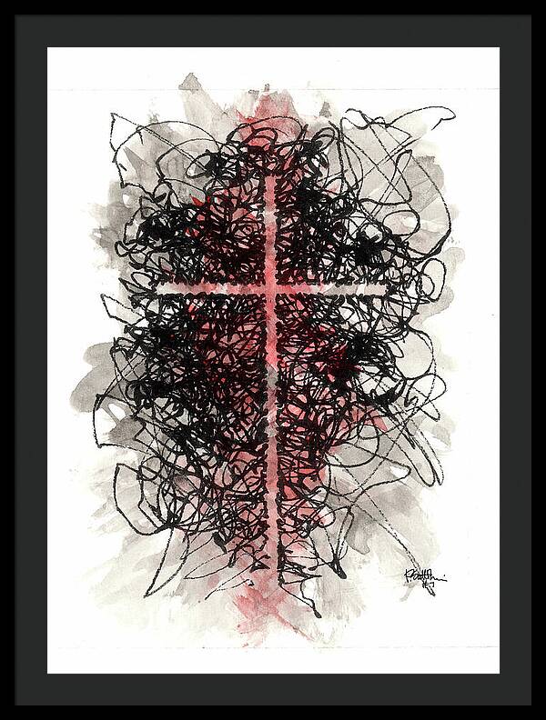 Chaos Order Cross 07 - Sorrowful Red - Framed Print