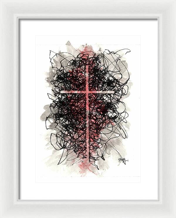 Chaos Order Cross 07 - Sorrowful Red - Framed Print