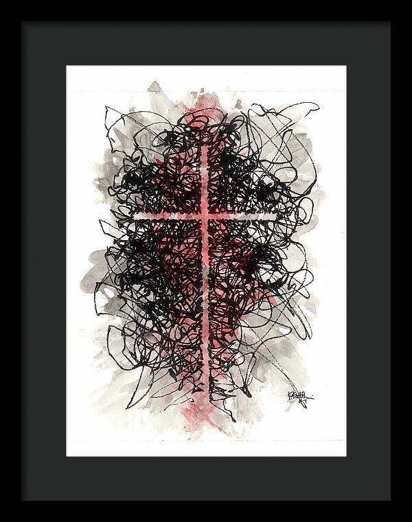 Chaos Order Cross 07 - Sorrowful Red - Framed Print