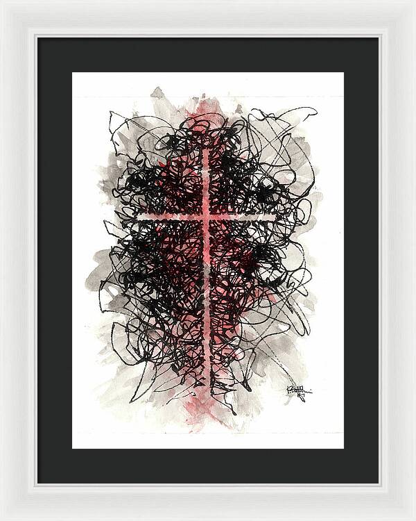Chaos Order Cross 07 - Sorrowful Red - Framed Print