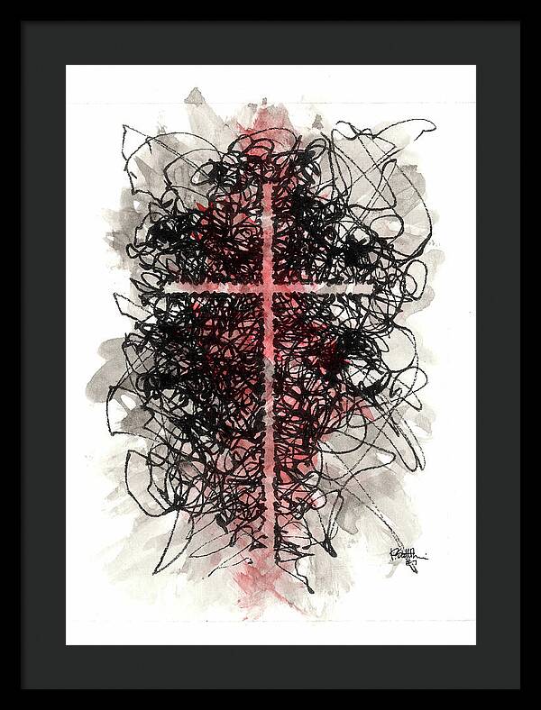 Chaos Order Cross 07 - Sorrowful Red - Framed Print