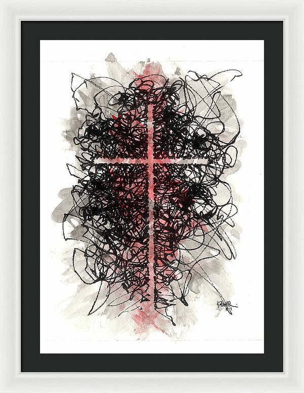 Chaos Order Cross 07 - Sorrowful Red - Framed Print