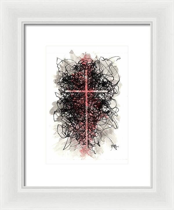Chaos Order Cross 07 - Sorrowful Red - Framed Print
