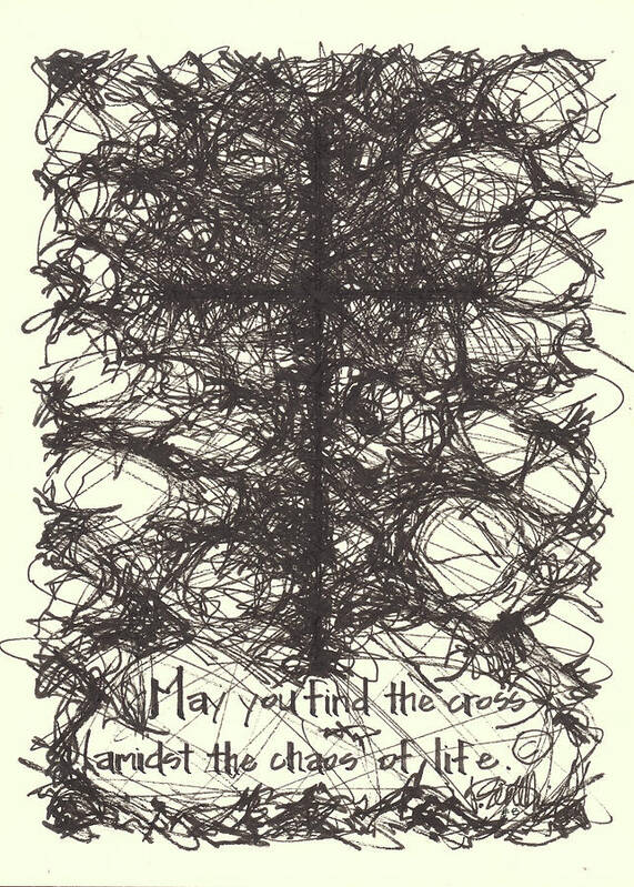 Chaos Order Cross 08 - Black and White - Art Print