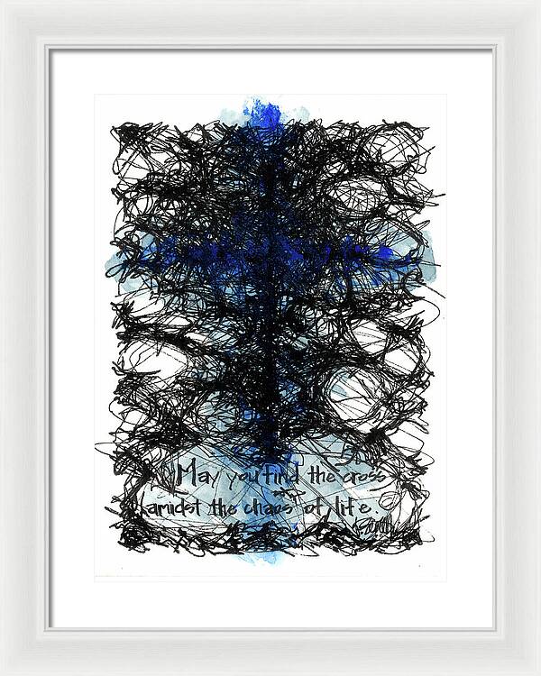 Chaos Order Cross 08 - Glorious Blue - Framed Print