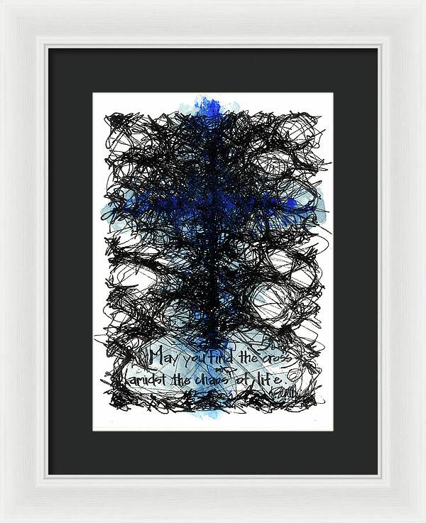 Chaos Order Cross 08 - Glorious Blue - Framed Print