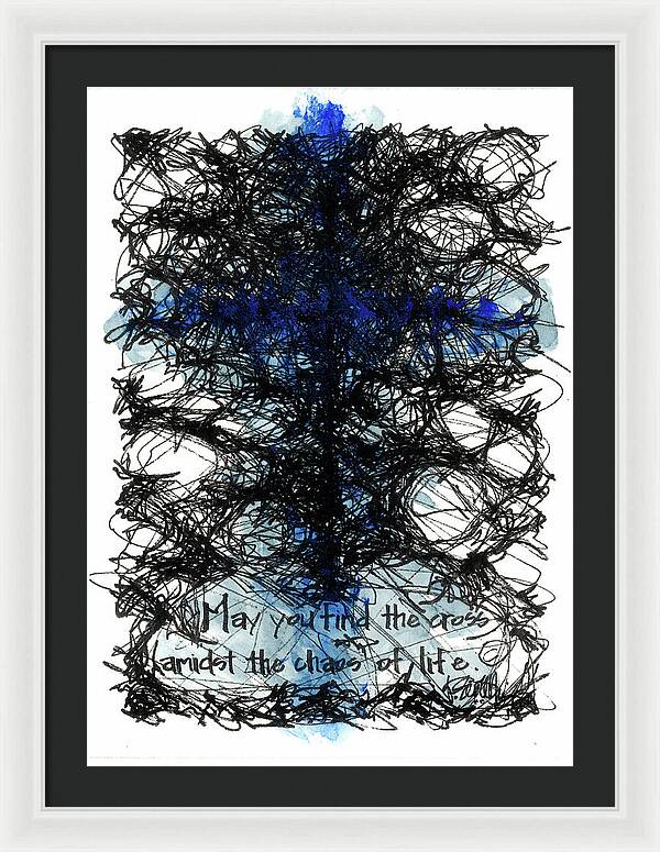 Chaos Order Cross 08 - Glorious Blue - Framed Print
