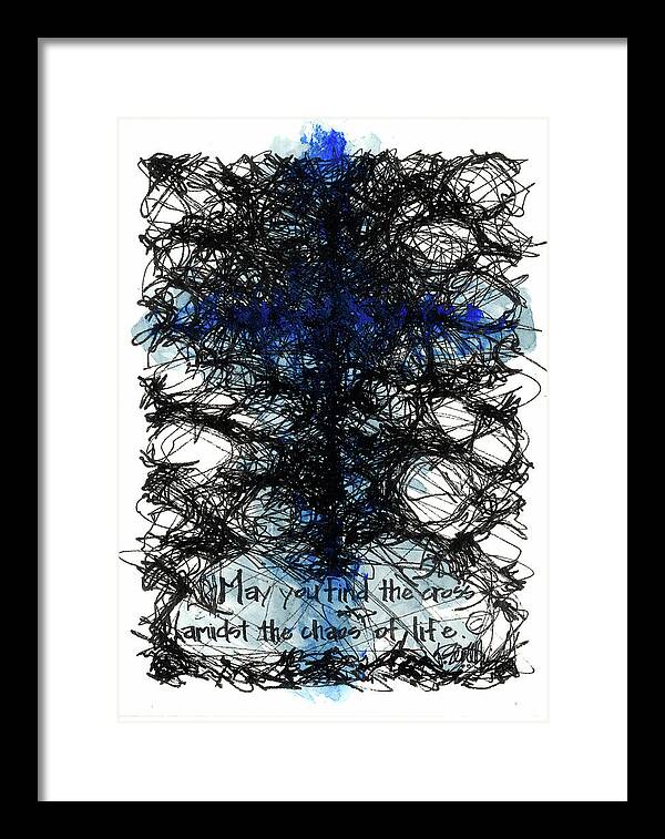 Chaos Order Cross 08 - Glorious Blue - Framed Print