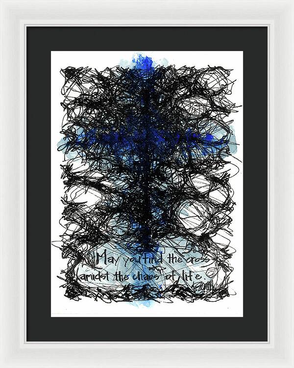 Chaos Order Cross 08 - Glorious Blue - Framed Print