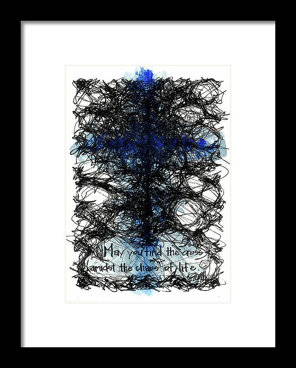 Chaos Order Cross 08 - Glorious Blue - Framed Print
