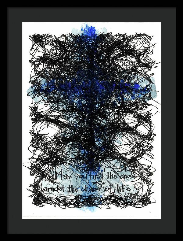 Chaos Order Cross 08 - Glorious Blue - Framed Print