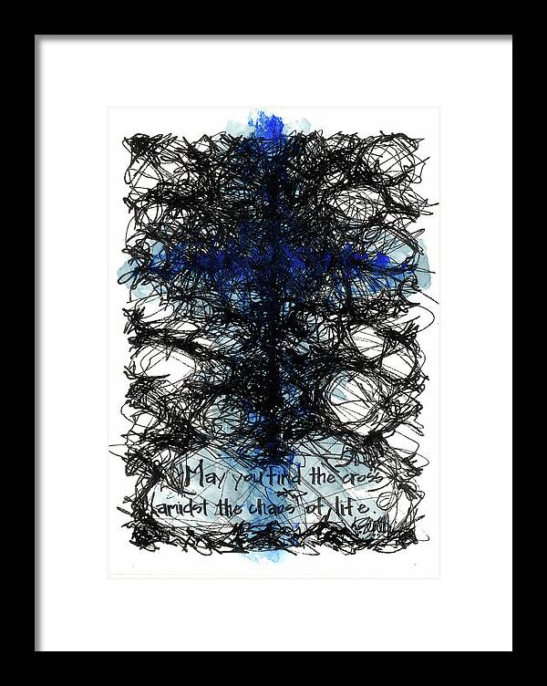 Chaos Order Cross 08 - Glorious Blue - Framed Print