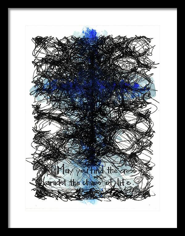 Chaos Order Cross 08 - Glorious Blue - Framed Print