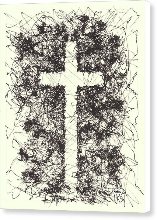 Chaos Order Cross 09 - Black and White - Canvas Print