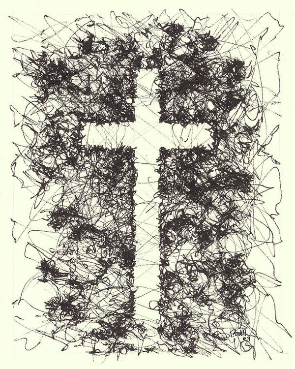 Chaos Order Cross 09 - Black and White - Art Print