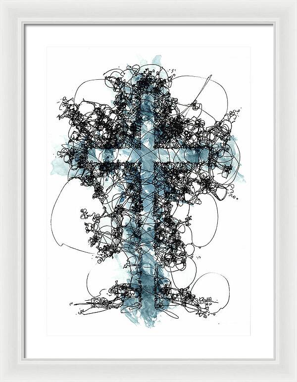 Chaos Order Cross 10 - Glorious Blue - Framed Print