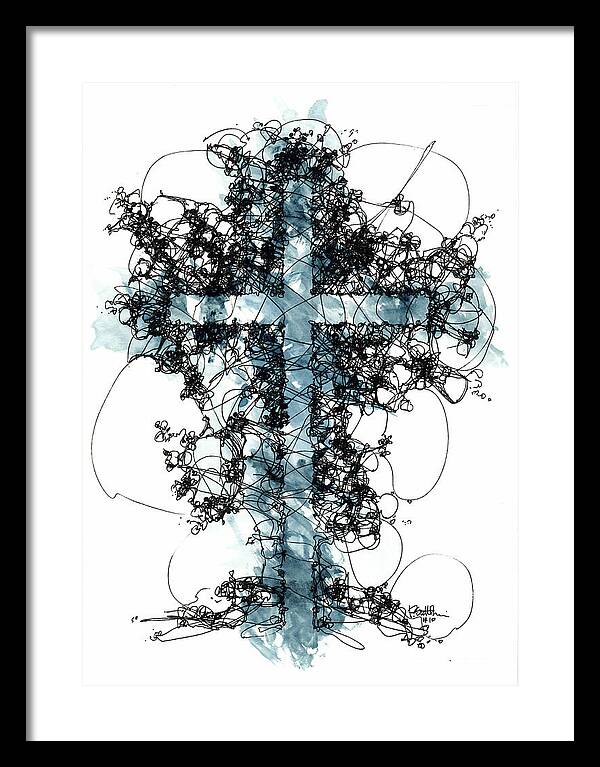 Chaos Order Cross 10 - Glorious Blue - Framed Print