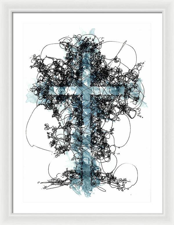 Chaos Order Cross 10 - Glorious Blue - Framed Print