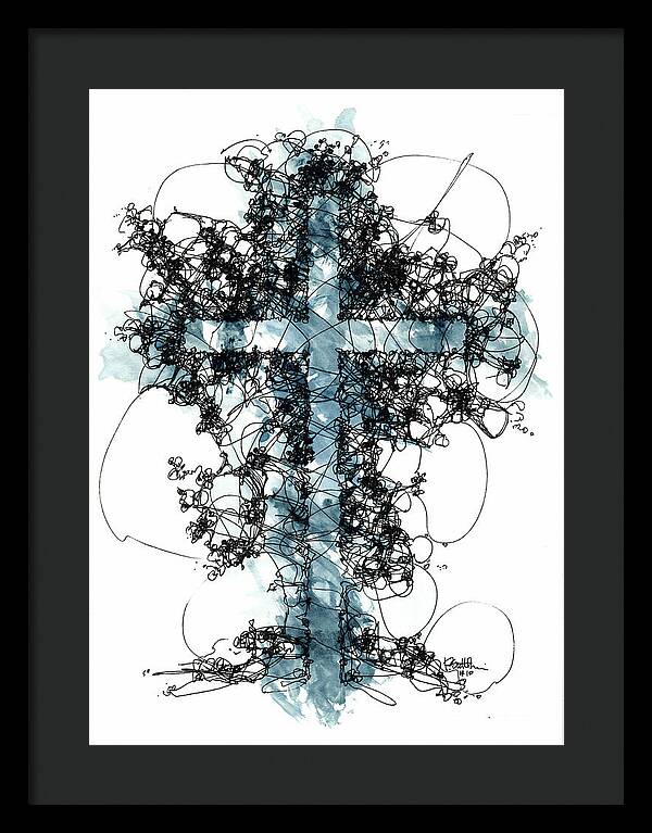 Chaos Order Cross 10 - Glorious Blue - Framed Print