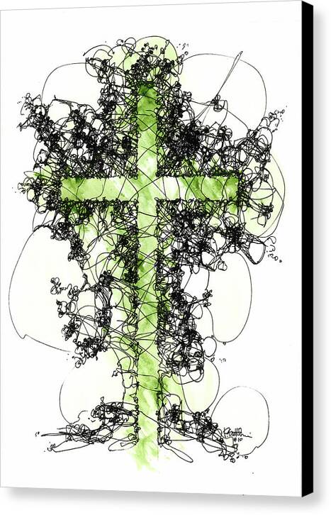 Chaos Order Cross 10 - Joyful Green - Canvas Print