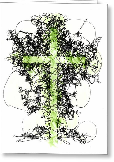 Chaos Order Cross 10 - Joyful Green - Greeting Card