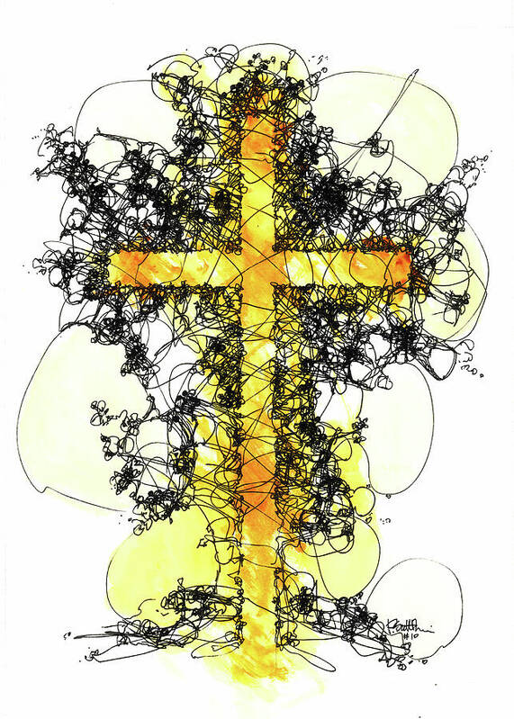 Chaos Order Cross 10 - Luminous Yellow - Art Print