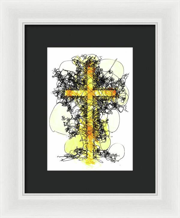 Chaos Order Cross 10 - Luminous Yellow - Framed Print