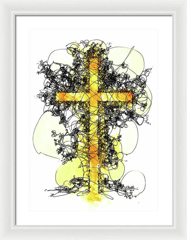 Chaos Order Cross 10 - Luminous Yellow - Framed Print