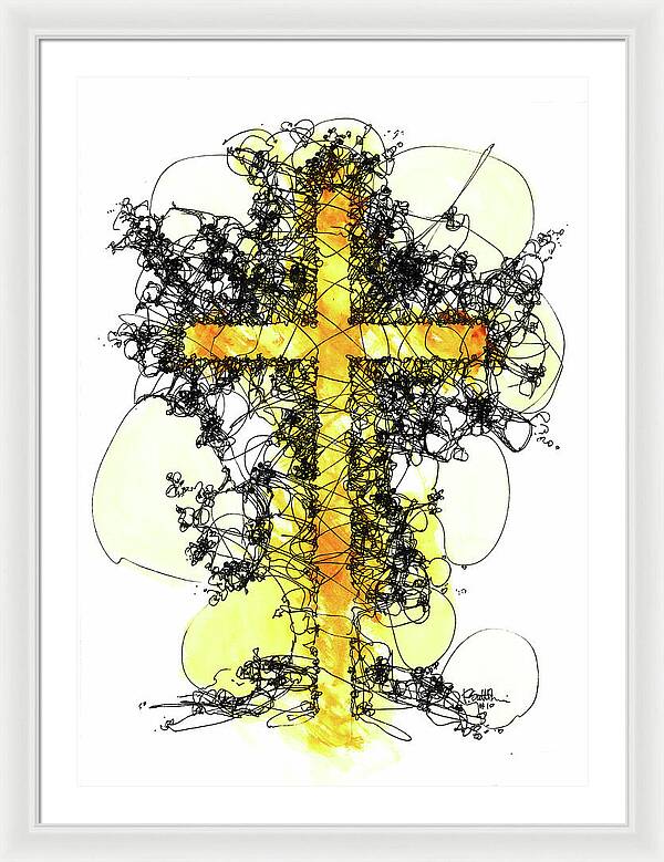 Chaos Order Cross 10 - Luminous Yellow - Framed Print