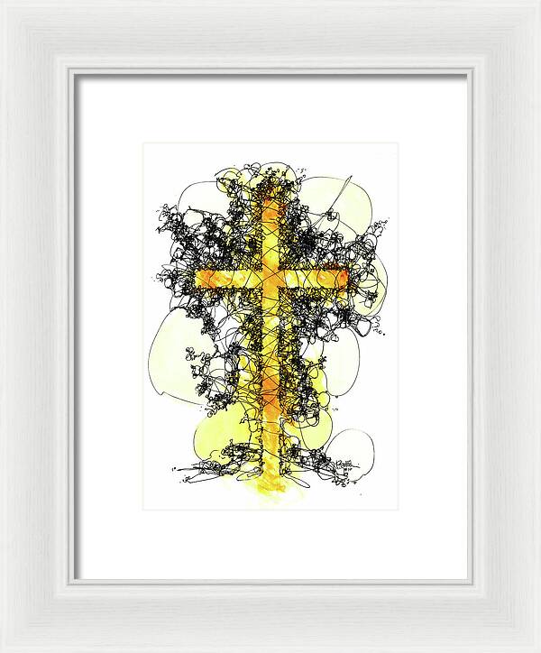 Chaos Order Cross 10 - Luminous Yellow - Framed Print