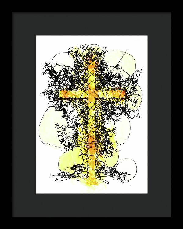 Chaos Order Cross 10 - Luminous Yellow - Framed Print