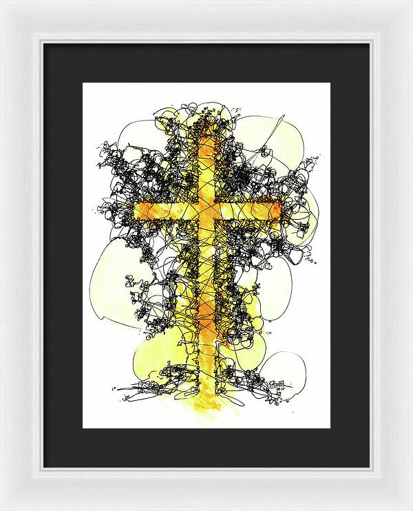 Chaos Order Cross 10 - Luminous Yellow - Framed Print
