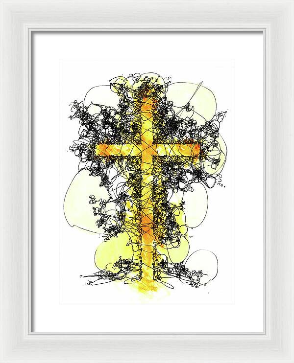 Chaos Order Cross 10 - Luminous Yellow - Framed Print