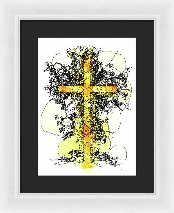 Chaos Order Cross 10 - Luminous Yellow - Framed Print