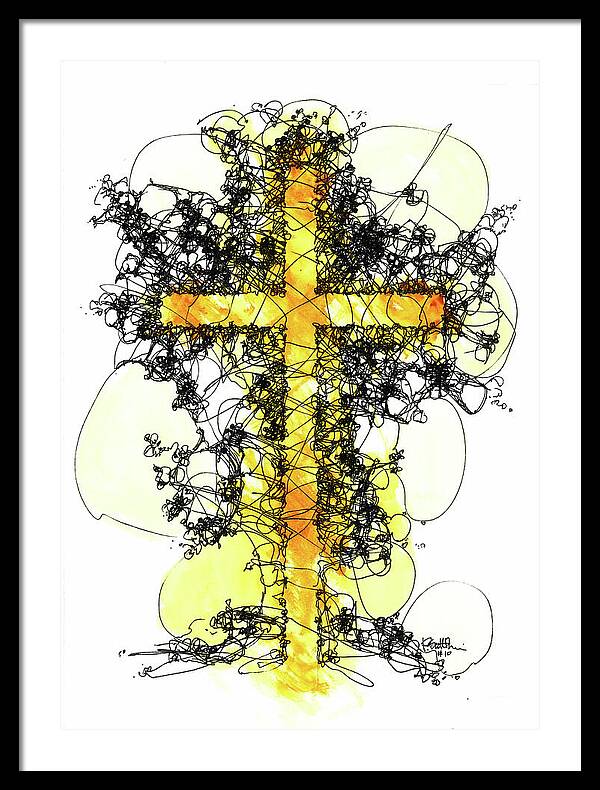 Chaos Order Cross 10 - Luminous Yellow - Framed Print