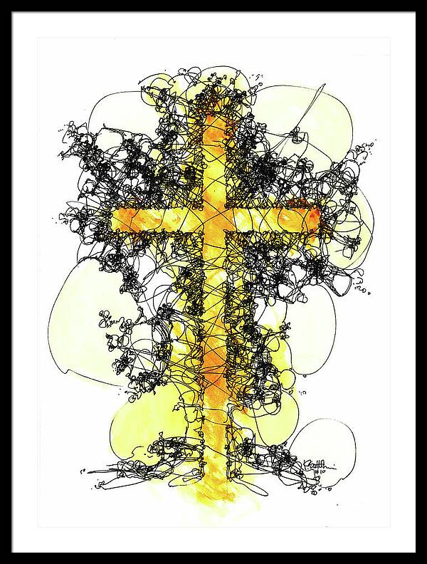 Chaos Order Cross 10 - Luminous Yellow - Framed Print