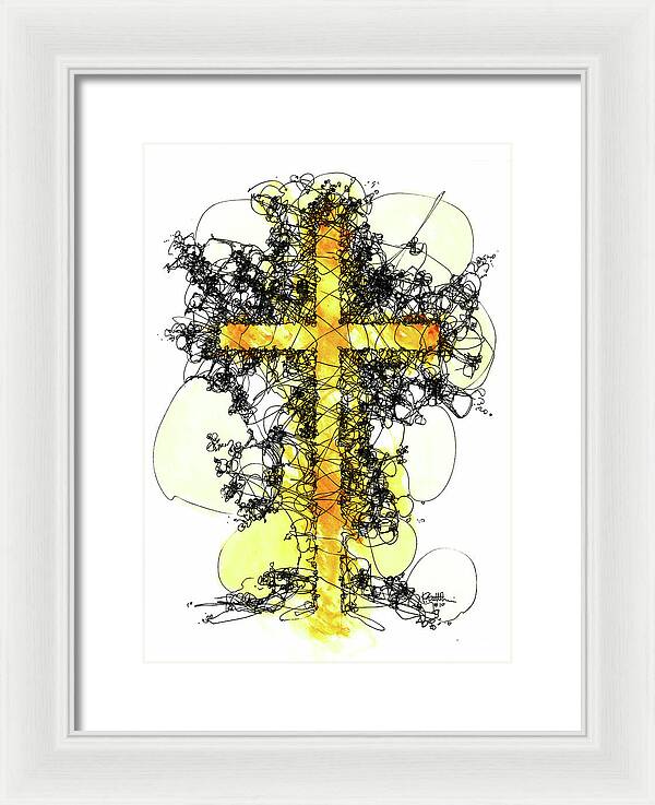 Chaos Order Cross 10 - Luminous Yellow - Framed Print