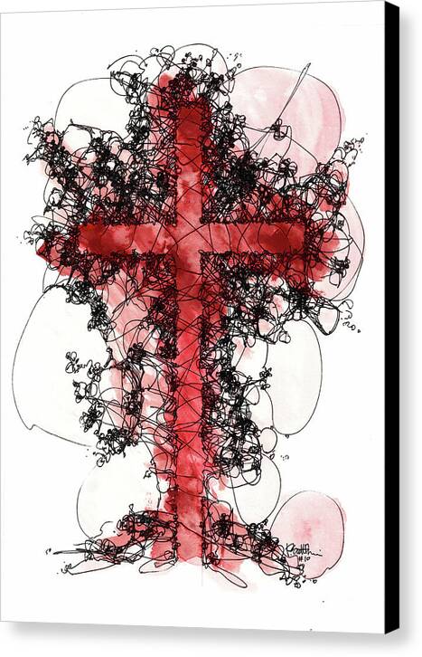 Chaos Order Cross 10 - Sorrowful Red - Canvas Print