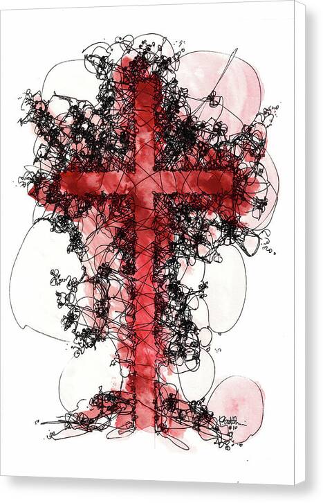 Chaos Order Cross 10 - Sorrowful Red - Canvas Print