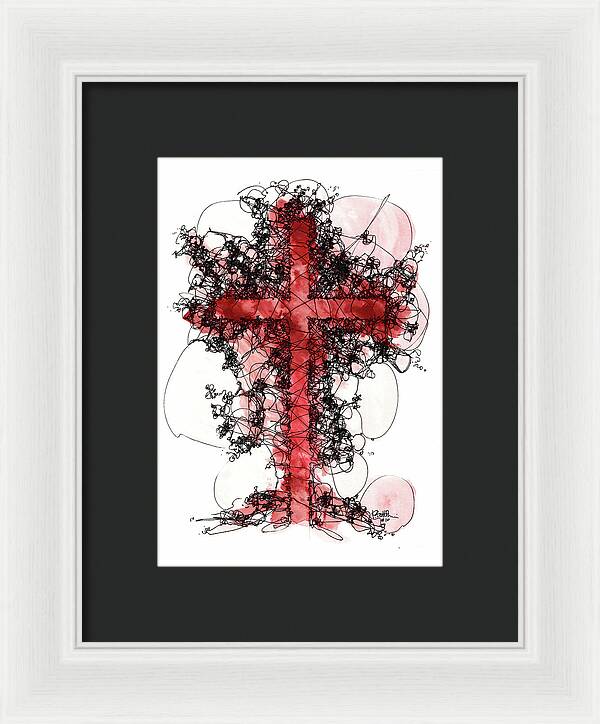Chaos Order Cross 10 - Sorrowful Red - Framed Print