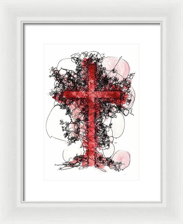 Chaos Order Cross 10 - Sorrowful Red - Framed Print