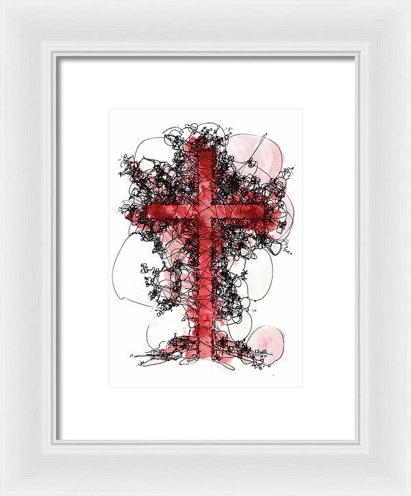 Chaos Order Cross 10 - Sorrowful Red - Framed Print