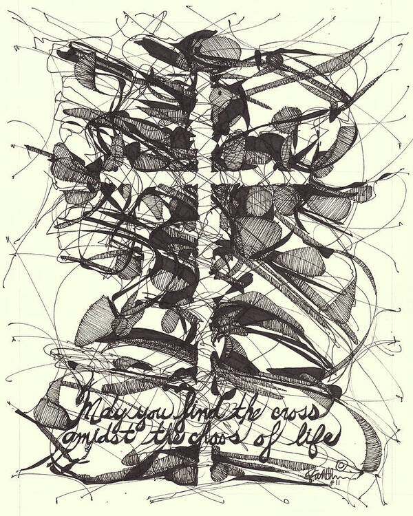 Chaos Order Cross 11 - Black and White - Art Print
