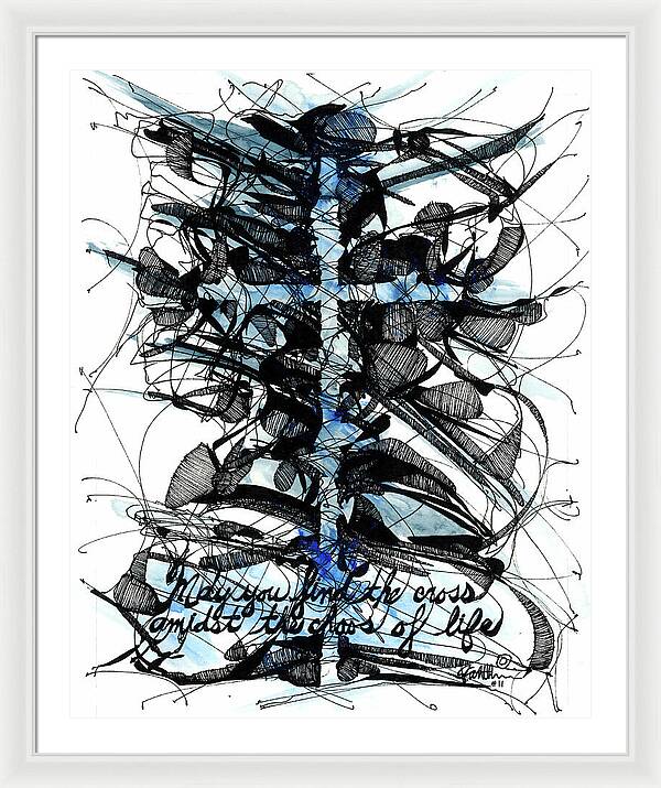 Chaos Order Cross 11 - Glorious Blue - Framed Print