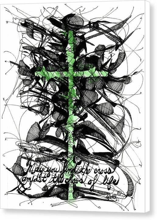 Chaos Order Cross 11 - Joyful Green - Canvas Print